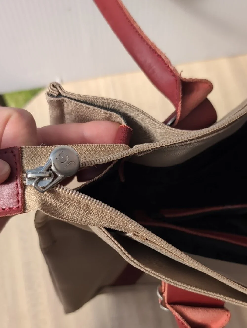 Jack Gomme Canvas Tote with Burgundy Trim and Straps - Picture 9 of 12